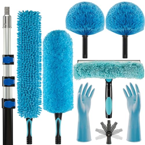 25 Feet Fan Cleaner High Ceiling 2 Cobweb Dusters with Extension Pole(18ft)