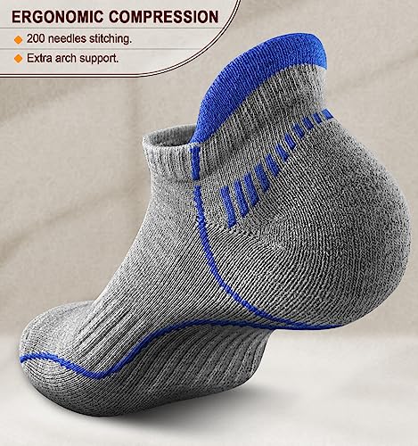 Image of BULLIANT Men Running Ankle Socks 6Pack-Cushioned Support-Low Cut No Show | Fully Terry Sole | Arch Support | Seamless Toe Closure | Moisture-Wicking Breathable Mesh | Reinforced Heel&Toe