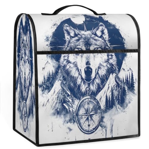 Coffee Maker Cover Bohemian Wolf Animal Kitchen Appliance Covers Small Appliance Covers Blender Cover Juicer Cover Dust Covers for Kitchen Appliances with Top Handle and Pockets,Washable,B832