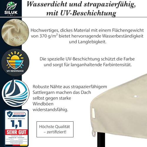 Miniatura 2 de Freigarten.De Techo De Repuesto Para Cenador De 3 X 3 M, Resistente Al Agua. Material: Pvc Suave De Panamá De 370 G M , Extrafuerte, Modelo 2 Beige