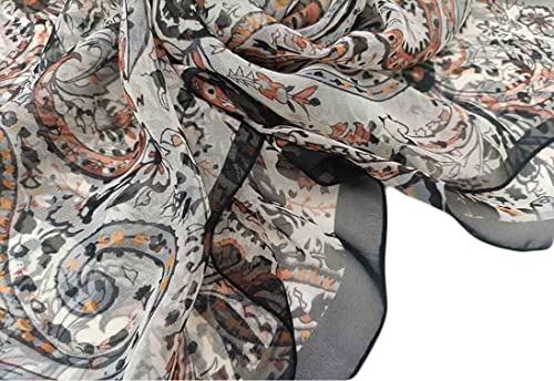 Image of Pokeedioty Scarfs for Women Lightweight Scarves Elegant Floral Pattern Sheer Scarfs Shawls Wraps