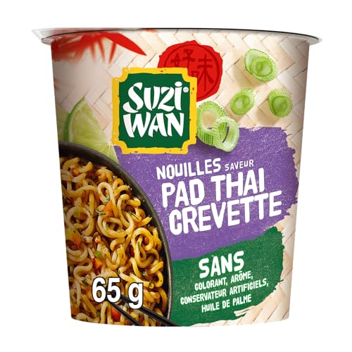 SUZI WAN Fideos en tarro de cristal, sabor camarón tailandés, 65 g