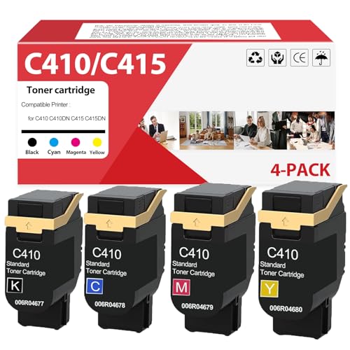 Image of High Capacity C410 C415 Toner Cartridge 4-Pack with New Chip