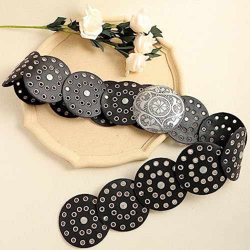 Women Round Buckle Belt Aesthetic Hollowed Out Belt Gothics Pants Decor Teens Girl Waistband Clothing Accessories4