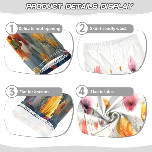 Bolaz Toddler Girls Leggings Printed Yoga Pants Leggings Watercolor Spring Flower for Kids3