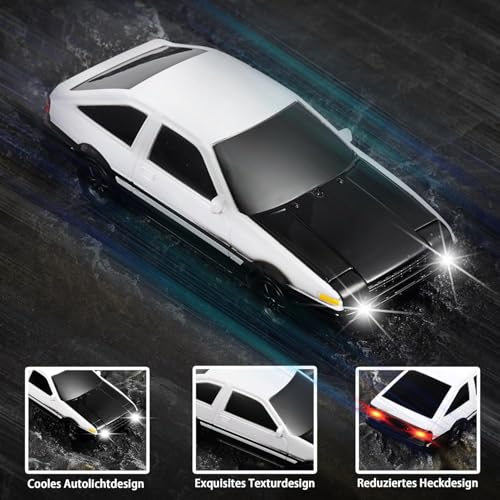 Image of FEXXA 1 /43 Scale RC Drift Race Car Gyro 4WD Ready to Go Mini Remote Control Car High Speed Model (1:43 Toyo ta AE86 Trueno-Black /White)