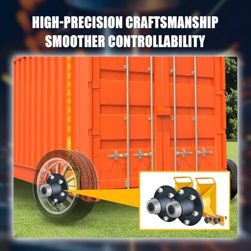 2 Pack Shipping Container Wheels 6-Lug Wheels Kit, Heavy-Duty Container axles and Heavy-Duty Ratchets Bundled for Moving 20-Foot - 40-Foot containers, Container Accessories, Yellow