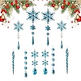 Eiszapfen | 10 Stück Weihnachtsdekoration Party - Eiszapfen Anhänger mit Schneeflocken, für den Außenbereich, Terrasse, Garten, Wohnzimmer, Fenster für Weihnachten, Party