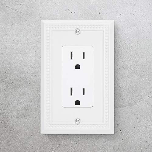 Image of Henne Bery Sunken Pearls Heavy Duty Decorative Wall Plate Switch Plate Outlet Cover (Single Decorator, 3 Pack, White)