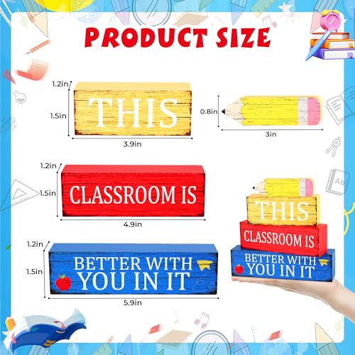Image of 4 Pcs Teacher Appreciation Wooden Tiered Tray Decor