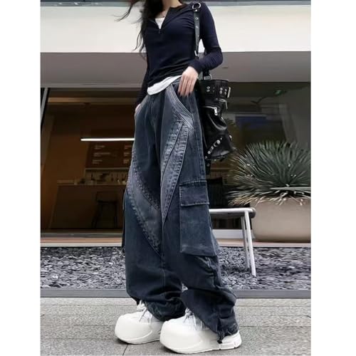 Y2K Women's Jeans Hip Hop Street Retro Wide Legs Jeans Gothic Denim Workwear3
