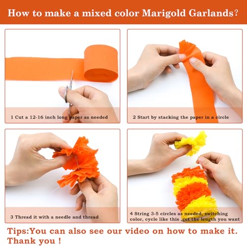 Jeyeou DIWALI FLOWER GARLAND Diy Kits, 16 Rolls Crepe Paper thumb #3