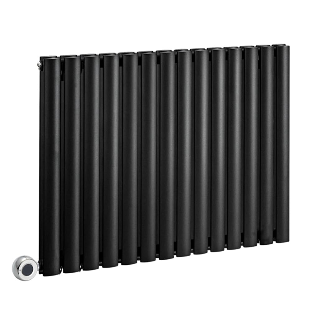 Milano Aruba 1200W Black Horizontal Double Oval Panel WiFi Electric Radiator - 635mm x 826mm