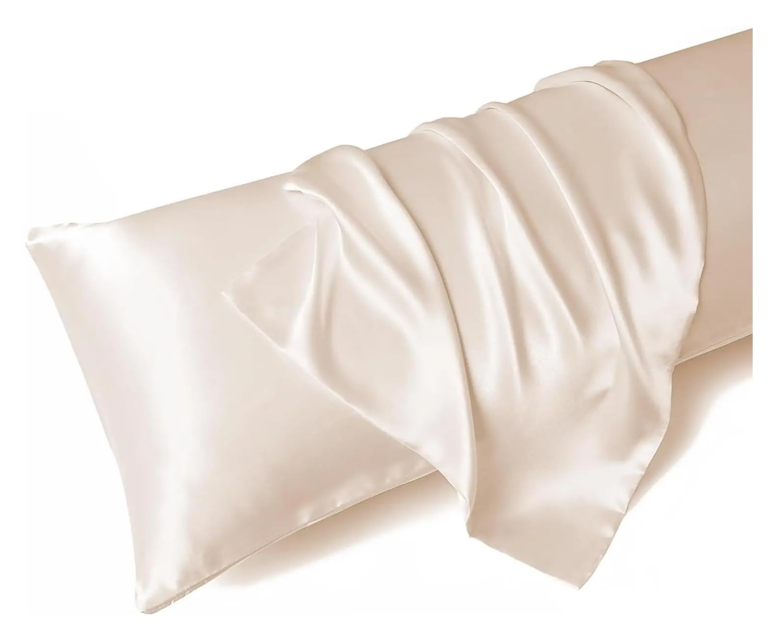 Silky Pillow Covers, 2 pcs Satin Envelope Closure Pillowcases Multicolor Multiple Sizes(Beige,51x66cm)