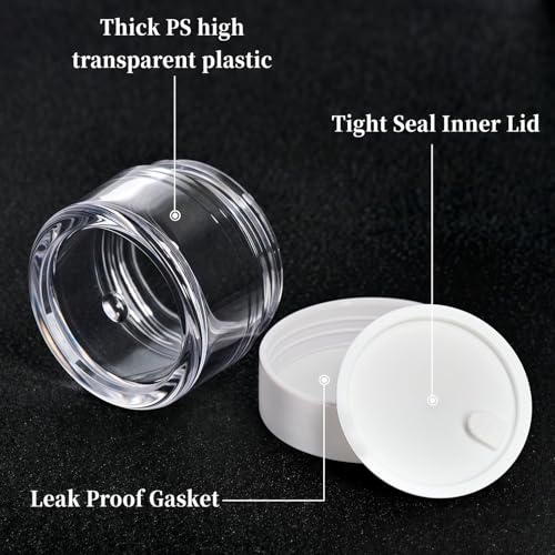 Premium Travel Size Containers for Toiletries, 3 Size 0.35/0.5/1 OZ Small Cosmetic Jars for Makeup Face Creams Lotion Moisturizer, 6 Pieces Jars with 2 Pieces Mini Spatulas2