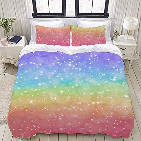 Yasida Rainbow Girl Duvet Cover 135 * 200 cm Colorlful Bedding Set Pillowcase Gradient Bed Set Single Modern Bedroom Decor Cover