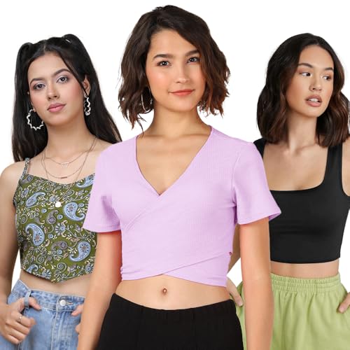Image of Noble Monk Women Cotton Blend Casual Fit Stylish Tops | Casual Crop Top's | Tshirt
