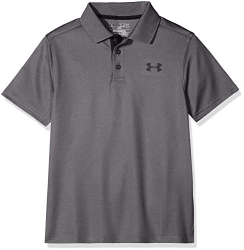Under Armour Boys' Performance Polo, Carbon Heather /Black, Youth Medium