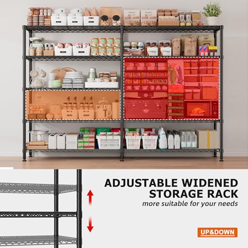 Image of REIBII 5-Tier Heavy Duty Storage Shelving Unit, 1600LBS Wire Rack