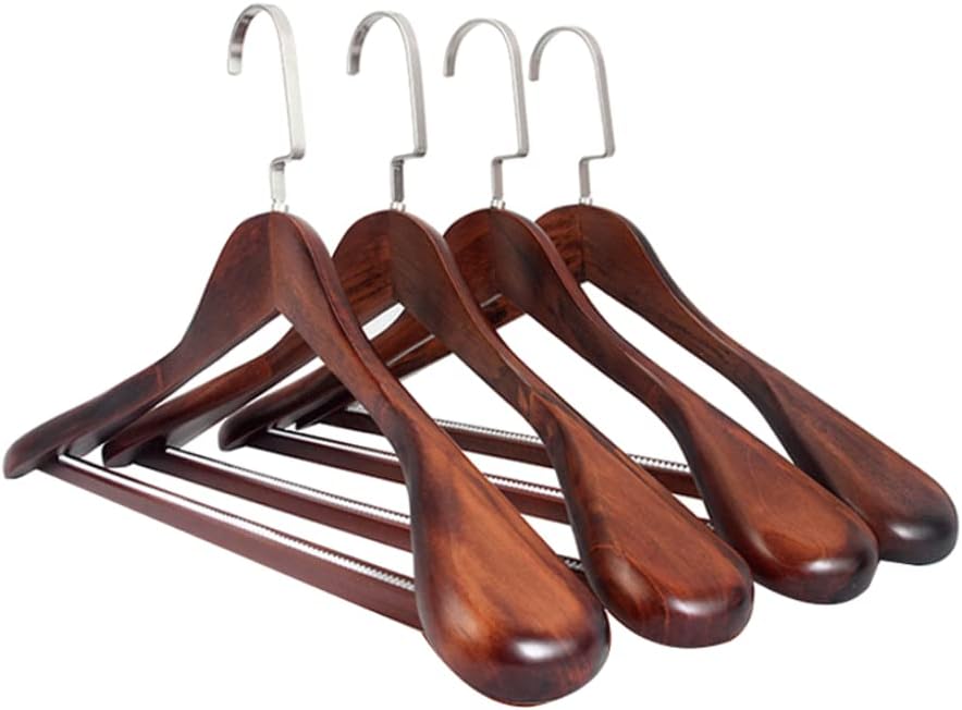 Coat Hangers Hanger Sturdy Solid Wood Hangers 4 Pack Vintage Wooden Suit Hangers Heavy Duty Coat Hangers with Non Slip Skirt Hangers