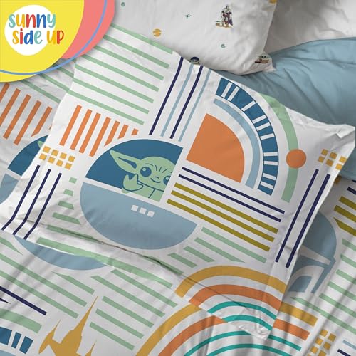 Image of Sunny Side Up Kids Comforter Set Includes Sheets and Pillow Covers - Soft and Cozy Bed Set for Stylish Room Decor, Multicolor - Star Wars Mandalorian, 5 Piece Twin Size Bedding