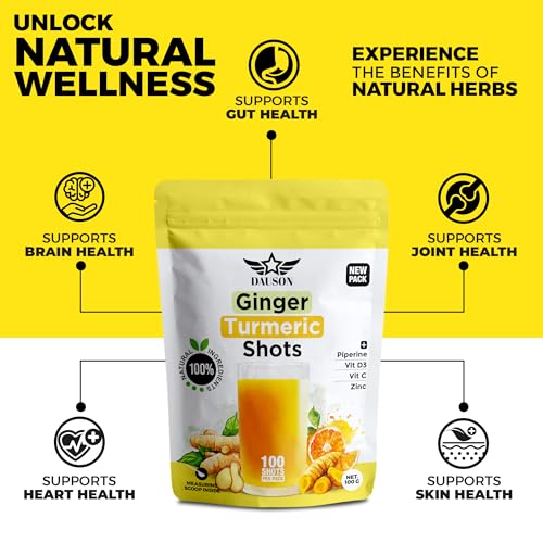 Ginger Turmeric Supplements with Piperine, Vitamin C, Vitamin D3 & Zinc | 100 Servings of Turmeric Ginger Shots for Joint, Heart, Brain, Gut & Skin Health | Ayurved | Powder - Image 4