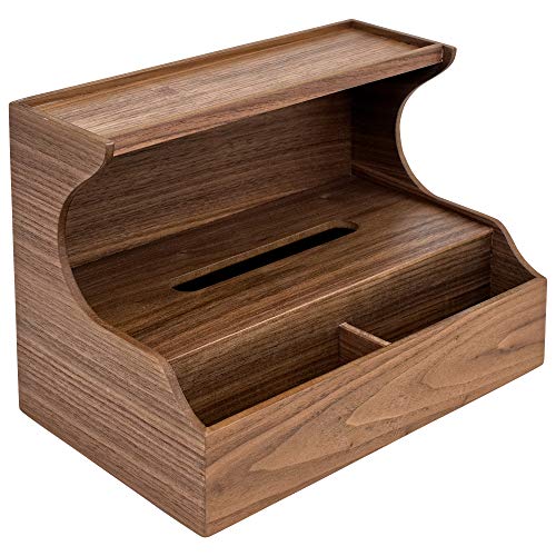 スマート・アイ(smart-i) ティッシュケース DBR 280 x 180 x 200mm ウォールナット突板 小物入付ティッシュケース MOKUREN RF-032-WN