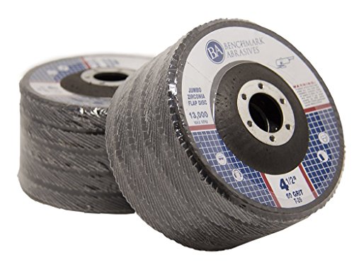 Benchmark Abrasives 4.5" X 7/8" Premium High-Density Jumbo Zirconia Type 29 Flap Discs For Sanding, Stock And Rust Removal, Finishing, Grinding, Deburring (10 Pack) - 60 Grit #TOP1