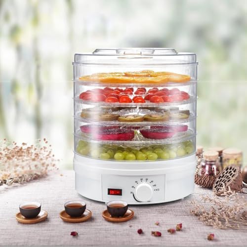 Adjustable Dehydrator with 5 Trays, Timer & Temperature Control - 360° Airflow Machine for Drying Fruits, Vegetables, Jerky, and Snacks
