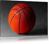 Basketball schwarzer Hintergrund schwarz/weiß Format: 80x60 auf Leinwand, XXL riesige Bilder fertig gerahmt mit Keilrahmen, Kunstdruck auf Wandbild mit Rahmen, günstiger als Gemälde oder Ölbild, kein Poster oder Plakat