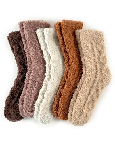 Image of TEHOOK Warm & Cozy Gifts for Women, Fluffy Fuzzy Plush Sleeping Slipper Socks - Soft Warm Fabric