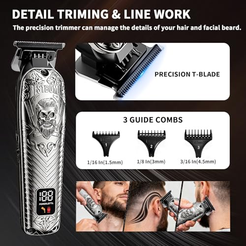 Image of BESTBOMG Professional Cordless Mens Hair Clippers & Beard Trimmer and Electric Shavers Kits & Sets,Metal Hair Clippers Cutting Grooming Kit with Long Battery Life for Family Barber Use (Gray)