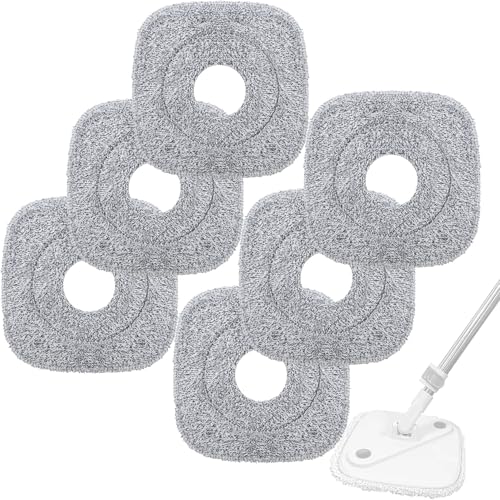 Terixe 6-Pack Square Mop Replacement Pads for True and Tidy - 9x9 Inch Microfiber Refills Compatible with Most Square Spin Mops