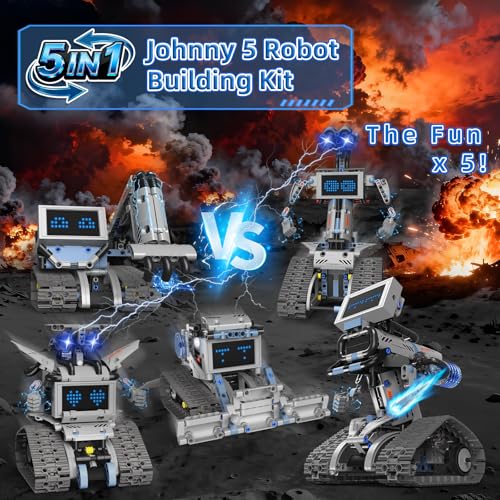 5 in 1 Johnny 5 Robot Building Kit, STEM Robot Building Set with APP & 2.4GHz Remote Control, Technic Transformable RC Robotics Toys for Kids Boys Age 6 7 8 9 10 11 12+, Birthday Gifts by kiothdre - Used condition - Image 2