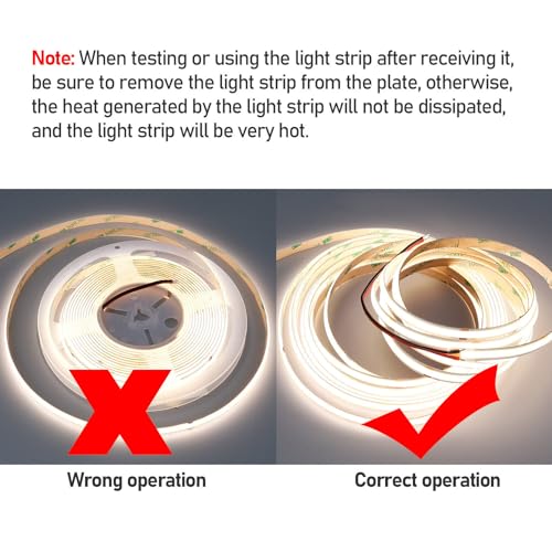 Image of GOMING 24V 15mm Width COB LED Strip Natural White 4000K 960LED /M 16.4ft(5M) 120W High Brightness 13750lm CRI 93+ Big Luminous Surface IP20 Not Waterproof LED Tape Lights for DIY Decor(No Power Supply)
