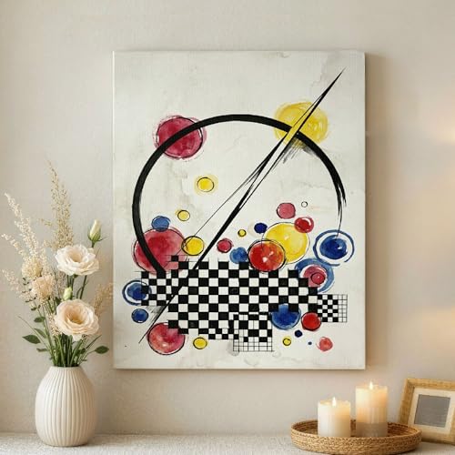 Tableau géométrique abstrait et carré moderne pour grand salon