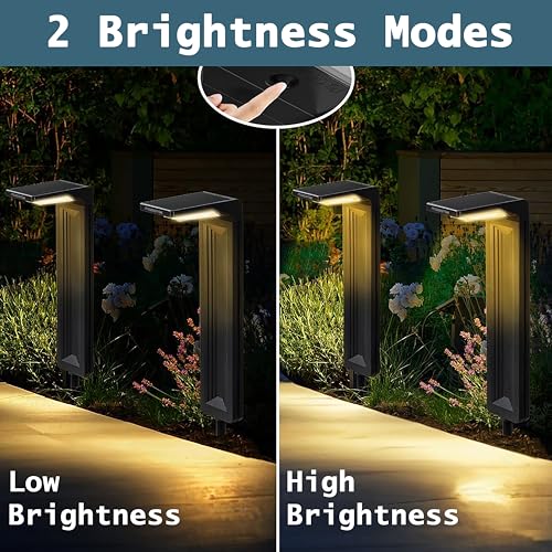 Solar-Pathway-Lights-2-PACK-Outdoor-Waterproof-Super-Bright-Solar-powered-Path-light-For-Walkway-Landscape-Driveway-Sidewalk-Yard-Lawn-Garden-Modern-Design-Decorative-2-brightness-Modes-Warm-White