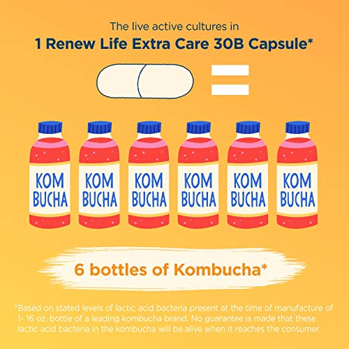 Renew Life Adult Probiotics, 30 Billion Cfu Guaranteed, Probiotic Supplement For Digestive & Immune Health, Shelf Stable, Gluten Free, Extra Care, For Men & Women, 30 Capsules #TOP5