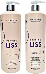 Kit Escova Progressiva Orgânica S/Formol Peptide Liss 2x1L Profissional Antifrizz+Shampoo Antirresíduo Pré Alisamento Candice