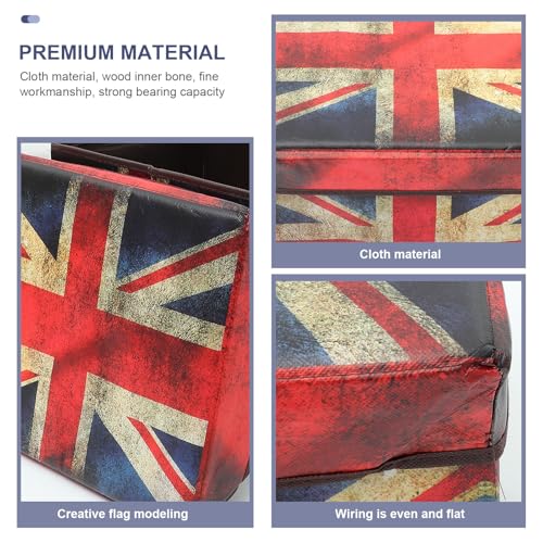 Tabouret motif drapeau britannique coffre rangement pliant maison
