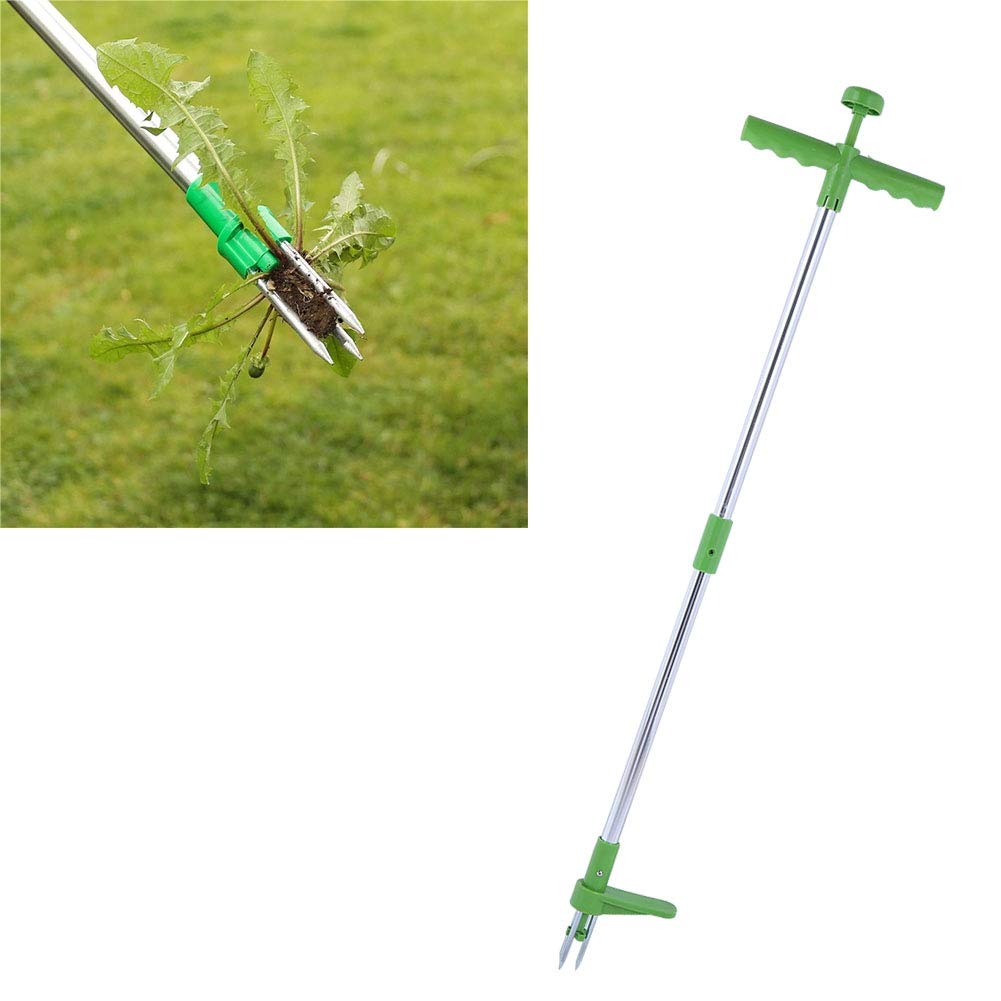 Zopsc Portable Weed Puller Stand Up Weeder Long Handle Garden Lawn Root Killer Remover Tool