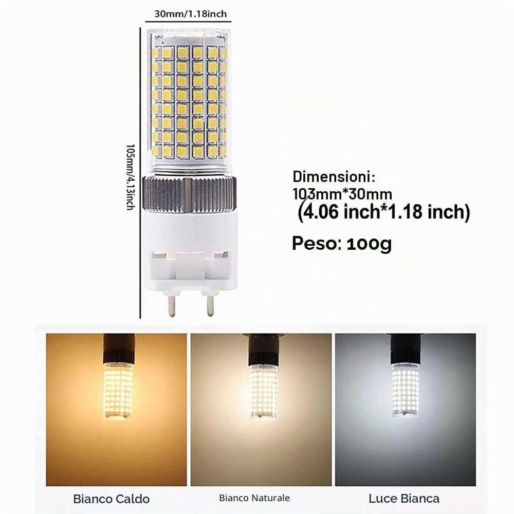 G12 LED Lampadina 16W, Lampade del Mais di Bi-Pin (Alogena/Incandescente Equivalente 150W), 3000K 1600 Lumen, per la Casa/la Strada/il Giardino/il Paesaggio/Magazzino, Pacchetto di 4 (Bianco Caldo)