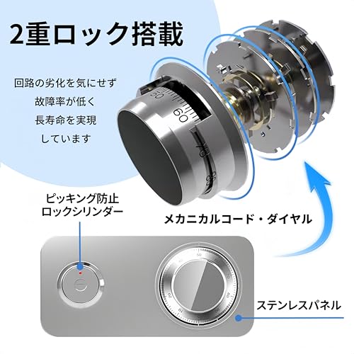 TUIYIDUO 金庫 家庭用 小型金庫 高さ25cm ダイヤル式 キー付き 二重保険 全鋼機械式安全キャビネット 耐火耐水 収納ボックス 仕切り板付き 盗難防止 貴重品収納 安心保管 大容量 業務用 店舗用 会社用 日本語説明書付き(ブラック) HSBXX-TYD-001 の商品画像 2