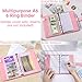 Antner A6 Notebook Binder Refillable 6 Ring Budget Binder Cover for A6 Refill Paper, PU Leather Budget Planner Organizer with Magnetic Buckle, Loose Leaf Personal Planner, Glitter Pink