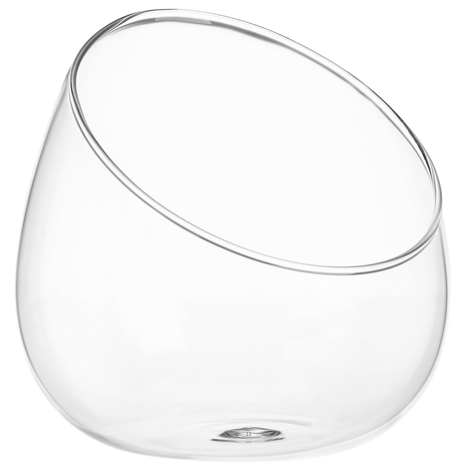 Cuenco de cristal de corte inclinado, jarrón redondo transparente, terrario, orbe, plato de , frasco de flores, contenedor floral para decoración del hogar y la oficina