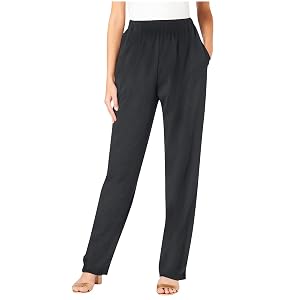 Womens Relaxed Fit Sport Pants Plus Size Casual Work Trousers Comfortable Solid Elastic Waist Full Length Pants