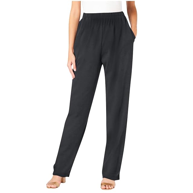 Womens Relaxed Fit Sport Pants Plus Size Casual Work Trousers Comfortable Solid Elastic Waist Full Length Pants