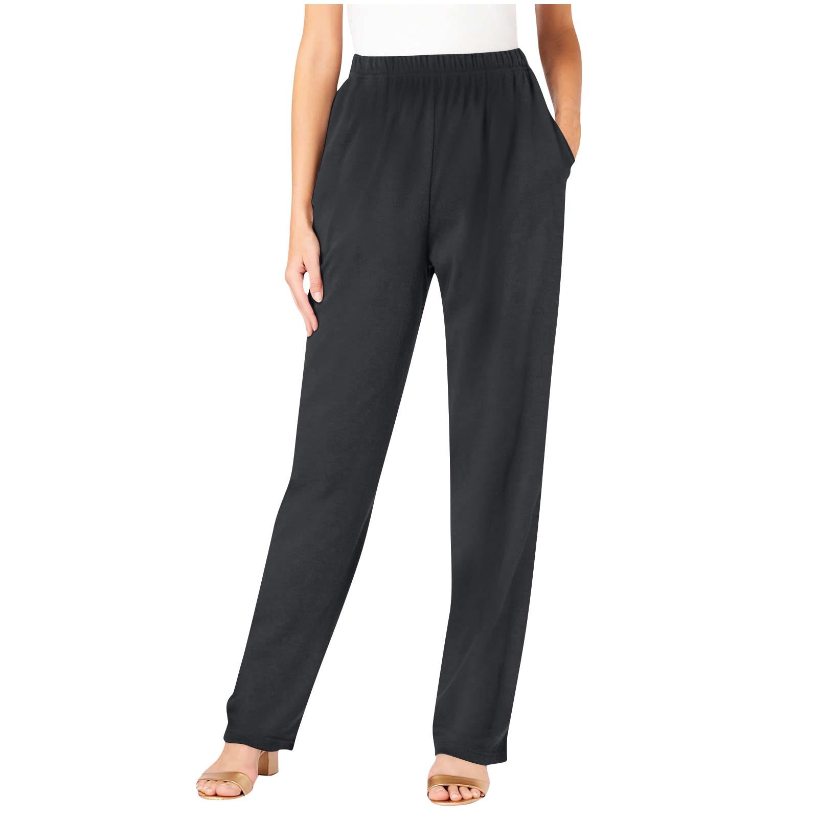 Womens Relaxed Fit Sport Pants Plus Size Casual Work Trousers Comfortable Solid Elastic Waist Full Length Pants