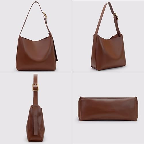 Vista 8 de Bolso bandolera de piel sintética para mujer, bolsos cruzados de diseño para mujer, bolso de mano vegano grande retro con cartera