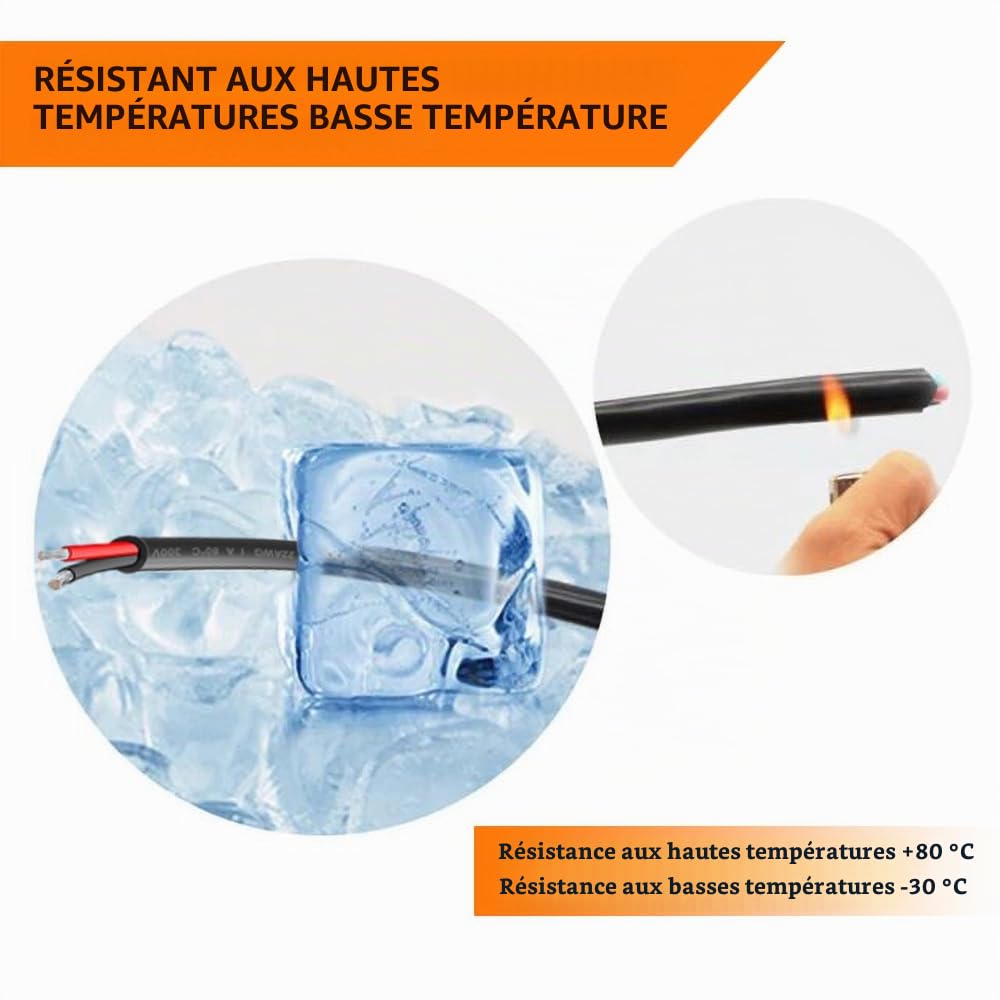 2x1,3mm² 16 Gauge 2 Conducteur Fil Électrique, 30.48M Câble Torsadé Basse Tension 16/2, Rallonge Cordon d'Alimentation pour Lampe LED, Automobile, Bateau, Électronique